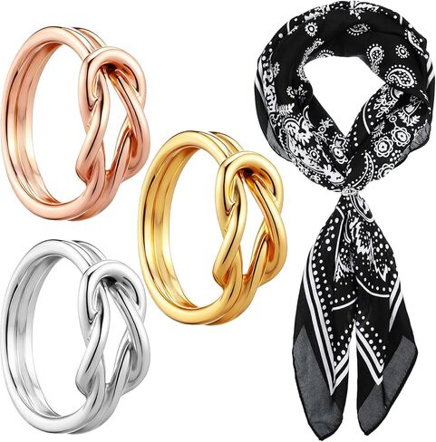 3 PCS Scarf Ring for Women, Double Layered Scarf Clips Silk Scarves Pin Metal Shawl Buckles Scarfs Clasp Holder Decoration Accessories for T-Shirt Clasp Dress Clothing (Gold, Silver, Rose Gold) in Saudi Arabia