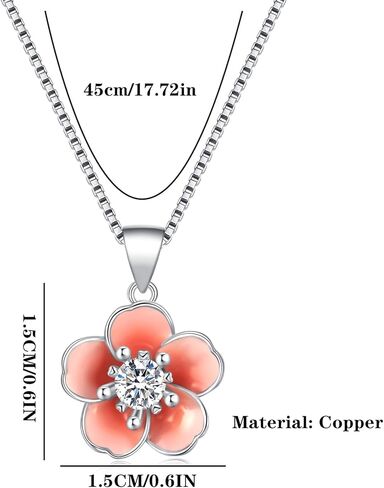 Pink Flower Earrings Necklace with cute Adjustable Ring, Cherry Blossom Earring Flower Jewelry for Women in Kuwait