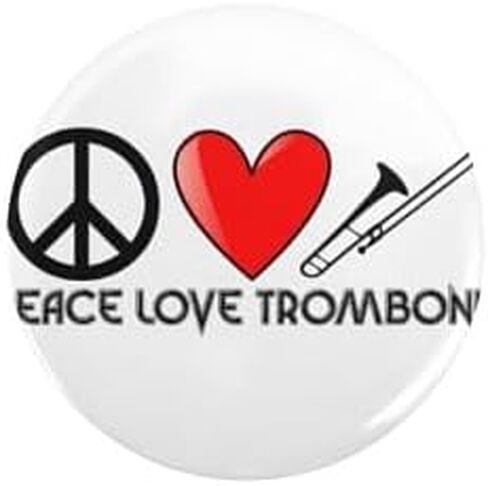 CafePress Peace, Love, Trombone 1" Round Mini Button Pin in Saudi Arabia