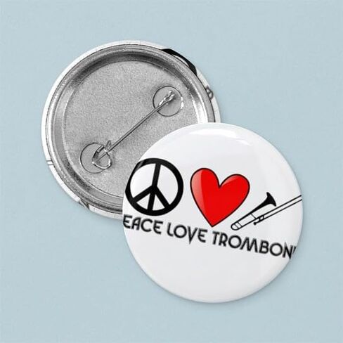 CafePress Peace, Love, Trombone 1" Round Mini Button Pin in Saudi Arabia