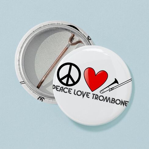 CafePress Peace, Love, Trombone 1" Round Mini Button Pin in Saudi Arabia