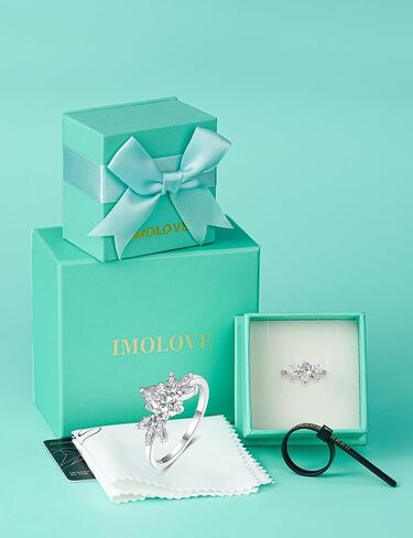 IMOLOVE Moissanite Engagement Ring for Women, Pear Shaped with Marquise Floral Side Stones, 925 Sterling Silver Wedding Band, Sparkling Bridal Promise Ring – Shine Bright, Spend Light in Saudi Arabia