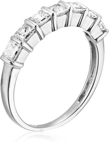VIR JEWELS 1/2 cttw Princess Cut Diamond Wedding Band for Women in 14K White Gold Channel Set Ring, Size 4.5-9 in Saudi Arabia