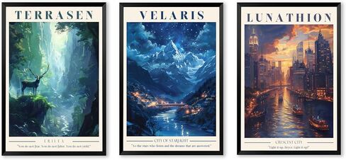 12" X 18" Set of 3 Unframed Wall Art Bookish Merch Merchandise Fantasy Novel Inspired Room Decor Prints Poster for Book Lover Fans Gifts Poster for Bedroom Library in Saudi Arabia