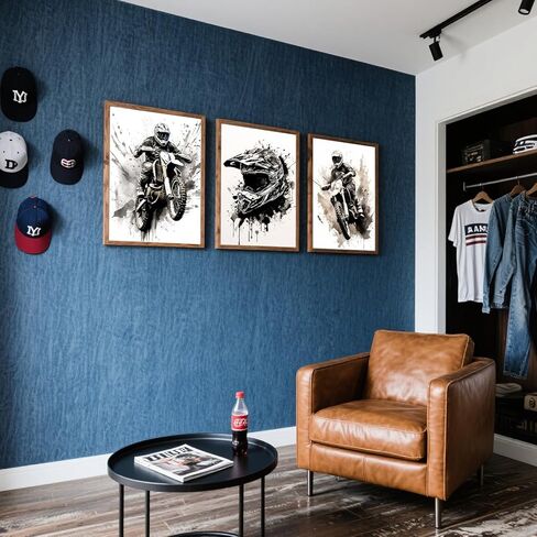 ZUGHRERF Motorbike Trendy Wall Art Black and White Motorcycle Canvas Poster Prints Artwork Cool Racer Sports Pictures Motocross Rider Graffiti Helmet Painting for Boys Teen Man Cave Home Decor 12x16in in Saudi Arabia