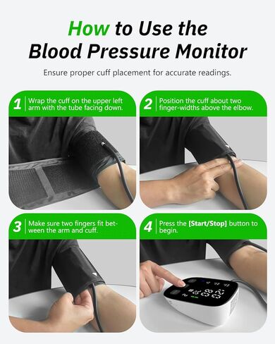 جهاز قياس ضغط الدم، جهاز قياس ضغط الدم التلقائي من أعلى الذراع للاستخدام المنزلي، جهاز ضغط الدم، شاشة عرض خلفية كبيرة، سوار BP رقمي دقيق وقابل للتعديل in Kuwait