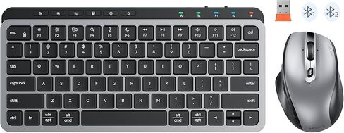 مجموعة لوحة مفاتيح وماوس لاسلكية بلوتوث من MEETION، لوحة مفاتيح وماوس لاسلكية نحيفة قابلة لإعادة الشحن، 3 وصلات متعددة الأجهزة، لوحة مفاتيح مدمجة منخفضة الحجم، للكمبيوتر المحمول والكمبيوتر اللوحي iPad وWindows/Mac/iOS in Kuwait