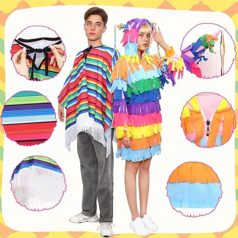 Funnlot 3Pcs Pinata Couples Halloween Costume - Pinata Costume Women Men Adult Mexican with Inflatble Bat in Kuwait