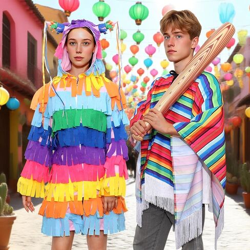 Funnlot 3Pcs Pinata Couples Halloween Costume - Pinata Costume Women Men Adult Mexican with Inflatble Bat in Kuwait