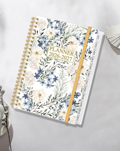 مخطط أكاديمي 2026-2027 - مخطط أسبوعي وشهري من يوليو 2026 إلى يونيو 2027، أجندة 2026 2027 مع جيب داخلي، شريط مطاطي، 6.4 بوصة × 8.5 بوصة، زهرة مسحوقة in Kuwait