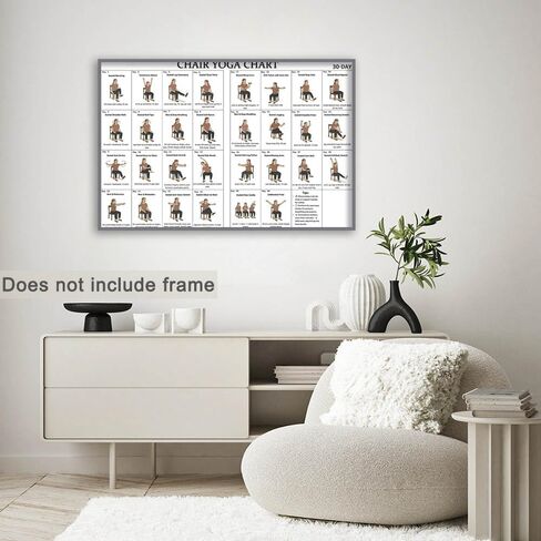 DQYZNYC Chair Yoga Chart Poster Print Seated Exercises for Seniors and Beginners Canvas Wall Art Yoga Room Living Room Bedroom Gym Decor 16x24 Inch Unframed A in Saudi Arabia