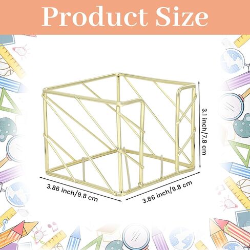 Sticky Note Holder, Gold Desk Accessories, 3.8x3.8 Inches Functional Stylish Metal Notepads Memo Sticky Note Dispenser, Mesh Cube Gold Desk Organizer for Home School Office Supplies in Saudi Arabia