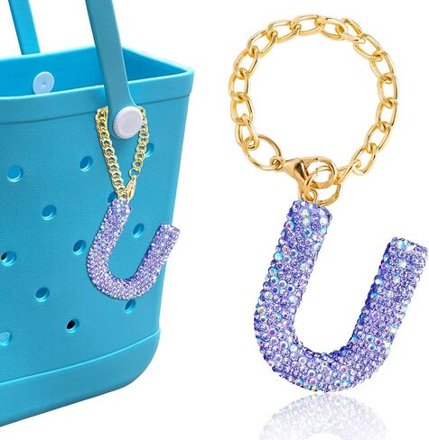 Diamond Letter Keychains Charms for Bogg Bag, Sparkling Rhinestone Lettering Accessories Charm for Simply Southern Bag. in Kuwait