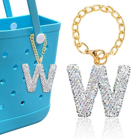 Diamond Letter Keychains Charms for Bogg Bag, Sparkling Rhinestone Lettering Accessories Charm for Simply Southern Bag. in Saudi Arabia