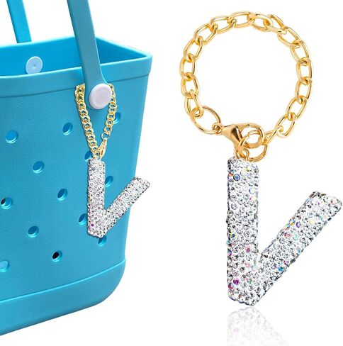 Diamond Letter Keychains Charms for Bogg Bag, Sparkling Rhinestone Lettering Accessories Charm for Simply Southern Bag. in Saudi Arabia