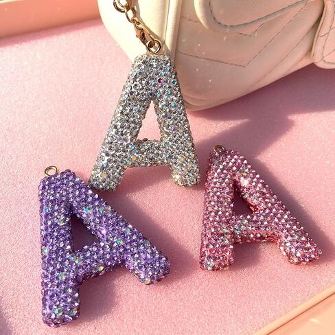 Diamond Letter Keychains Charms for Bogg Bag, Sparkling Rhinestone Lettering Accessories Charm for Simply Southern Bag. in Saudi Arabia