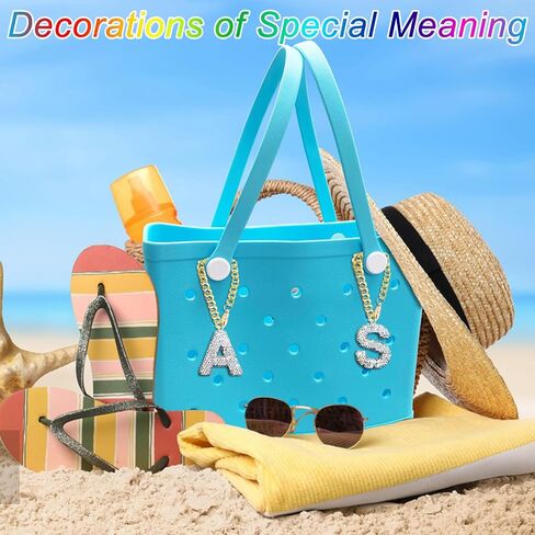 Diamond Letter Keychains Charms for Bogg Bag, Sparkling Rhinestone Lettering Accessories Charm for Simply Southern Bag. in Saudi Arabia
