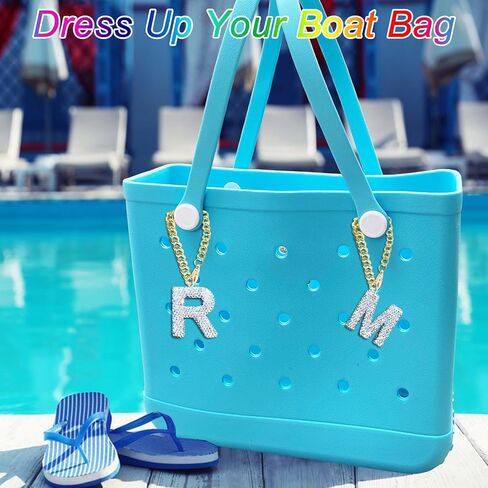 Diamond Letter Keychains Charms for Bogg Bag, Sparkling Rhinestone Lettering Accessories Charm for Simply Southern Bag. in Saudi Arabia