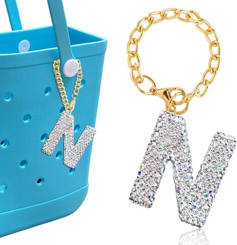 Diamond Letter Keychains Charms for Bogg Bag, Sparkling Rhinestone Lettering Accessories Charm for Simply Southern Bag. in Saudi Arabia