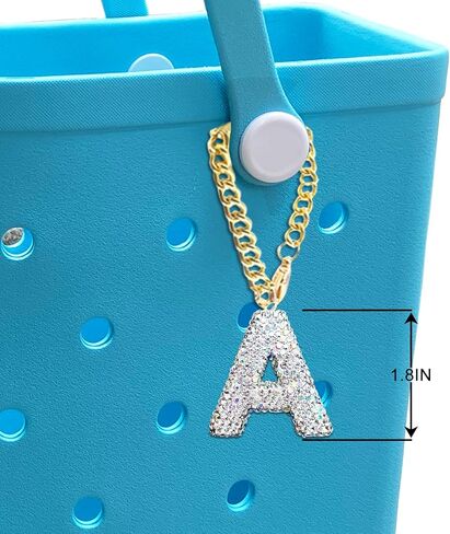 Diamond Letter Keychains Charms for Bogg Bag, Sparkling Rhinestone Lettering Accessories Charm for Simply Southern Bag. in Saudi Arabia
