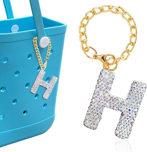 Diamond Letter Keychains Charms for Bogg Bag, Sparkling Rhinestone Lettering Accessories Charm for Simply Southern Bag. in Saudi Arabia