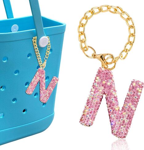 Diamond Letter Keychains Charms for Bogg Bag, Sparkling Rhinestone Lettering Accessories Charm for Simply Southern Bag. in Saudi Arabia