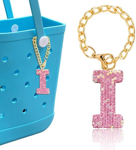 Diamond Letter Keychains Charms for Bogg Bag, Sparkling Rhinestone Lettering Accessories Charm for Simply Southern Bag. in Saudi Arabia