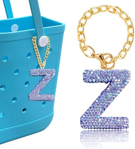Diamond Letter Keychains Charms for Bogg Bag, Sparkling Rhinestone Lettering Accessories Charm for Simply Southern Bag. in Saudi Arabia