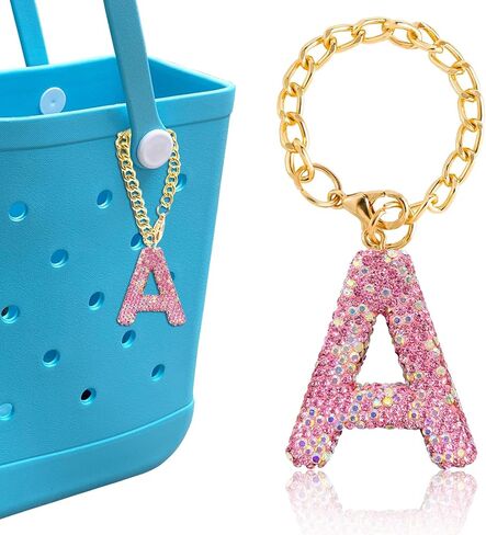 Diamond Letter Keychains Charms for Bogg Bag, Sparkling Rhinestone Lettering Accessories Charm for Simply Southern Bag. in Saudi Arabia