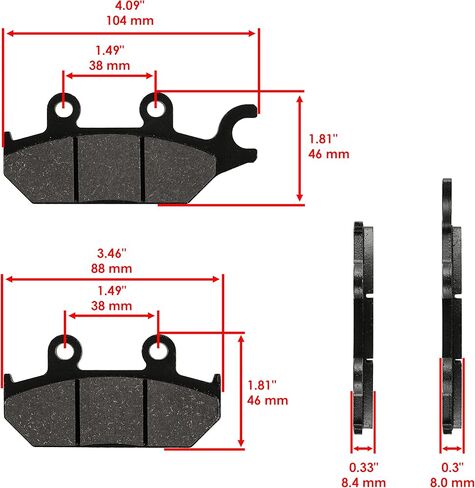 Caltric Semi-Metallic Brake Pads Compatible with Yamaha Wolverine X4 YXF85 2018-2021 / 1XD-25805-00-00 in Saudi Arabia