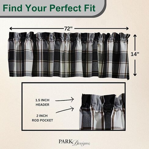 Park Designs Hixon Valance 72" x 14", Buffalo Check Black and Off-White Window Valances for Everyday Traditional Home Decor, Simple Farmhouse Country Style Window Dressings in Saudi Arabia