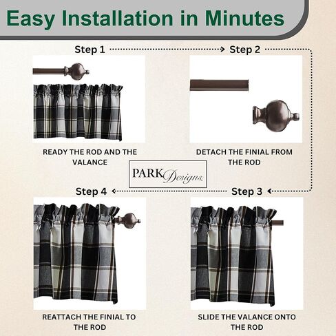 Park Designs Hixon Valance 72" x 14", Buffalo Check Black and Off-White Window Valances for Everyday Traditional Home Decor, Simple Farmhouse Country Style Window Dressings in Saudi Arabia