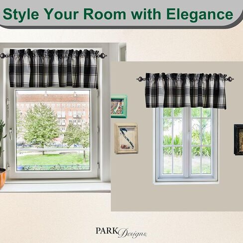 Park Designs Hixon Valance 72" x 14", Buffalo Check Black and Off-White Window Valances for Everyday Traditional Home Decor, Simple Farmhouse Country Style Window Dressings in Saudi Arabia