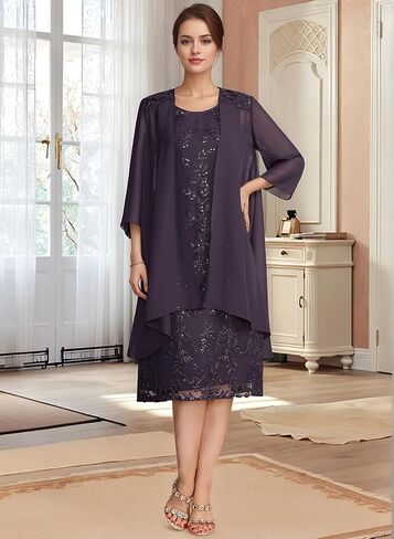 Elegant Lace Mother of The Bride Dresses with Jacket Women's Tea-Length Chiffon Wedding Guest Dress in Saudi Arabia