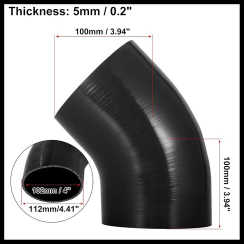 102mm 4" ID 45 Degree Elbow Silicone Reducer Hose Silicone Hose Coupler Intercooler Tube Black for Car Intercooler Intake Piping Durable Material in Saudi Arabia