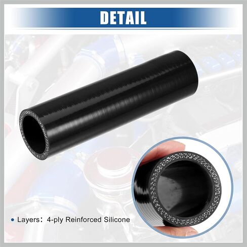 1.25" ID 6" Length 4-Ply Reinforced High Temp Straight Coupler Silicone Reducer Hose Black for Car Intercooler Intake Piping Replacement Car Parts in Saudi Arabia