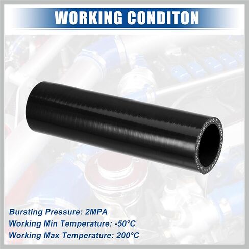 1.25" ID 6" Length 4-Ply Reinforced High Temp Straight Coupler Silicone Reducer Hose Black for Car Intercooler Intake Piping Replacement Car Parts in Saudi Arabia