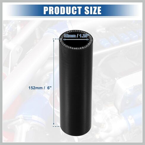 1.25" ID 6" Length 4-Ply Reinforced High Temp Straight Coupler Silicone Reducer Hose Black for Car Intercooler Intake Piping Replacement Car Parts in Saudi Arabia
