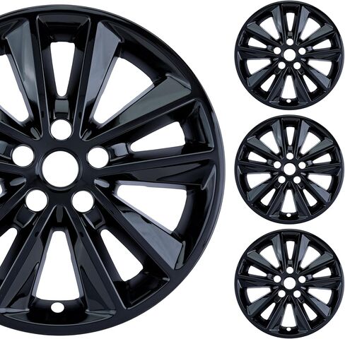 مجموعة جلد عجلة سوداء لامعة مقاس 17 بوصة مصنوعة لسيارة كيا سورينتو (2019-2020) | غطاء إطار من بلاستيك ABS المتين | يناسب مباشرة عجلة OEM in Kuwait