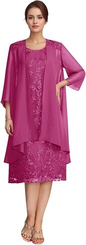 Elegant Lace Mother of The Bride Dresses with Jacket Women's Tea-Length Chiffon Wedding Guest Dress in Saudi Arabia