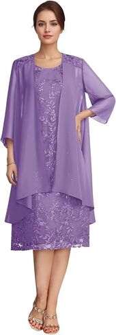 Elegant Lace Mother of The Bride Dresses with Jacket Women's Tea-Length Chiffon Wedding Guest Dress in Saudi Arabia