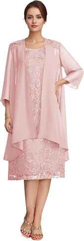 Elegant Lace Mother of The Bride Dresses with Jacket Women's Tea-Length Chiffon Wedding Guest Dress in Saudi Arabia