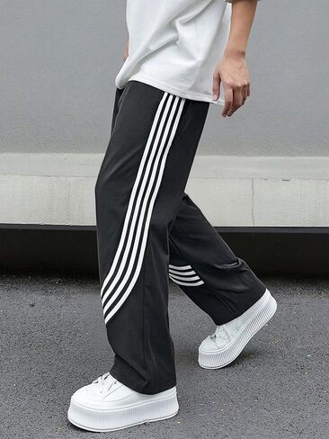 Casual Pants for Teens, Elastic Waistband with Drawstring, Pockets, Soft & Comfortable, All-Season Fashion Trousers Blac in Saudi Arabia