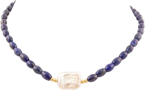 Barse Jewelry Blue Lapis Cirrus Golden Necklace in Kuwait