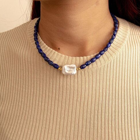 Barse Jewelry Blue Lapis Cirrus Golden Necklace in Kuwait