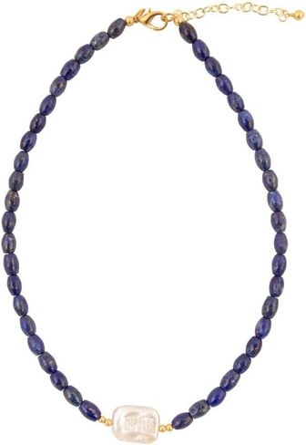Barse Jewelry Blue Lapis Cirrus Golden Necklace in Kuwait