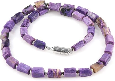 NirvanaIN قلادة الشارويت مع قلادة كرات الفضة أقفال مغناطيسية قلادة الخرز قلادة حجر الشارويت الطبيعي تصميم مذهل قلادة الخرز الشارويت in Kuwait