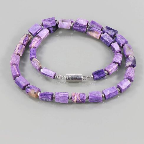 NirvanaIN قلادة الشارويت مع قلادة كرات الفضة أقفال مغناطيسية قلادة الخرز قلادة حجر الشارويت الطبيعي تصميم مذهل قلادة الخرز الشارويت in Kuwait