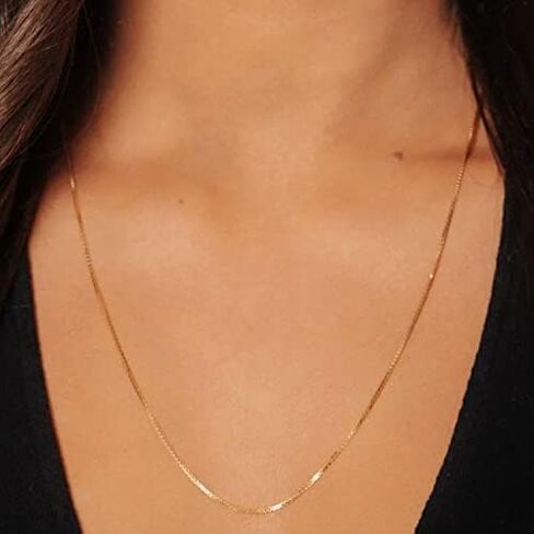قلادة على شكل صندوق قابل للتعديل مملوءة بالذهب الأصفر عيار 14 قيراط من Jewelry Affairs، سمك 0.80 ملم، طول 22 بوصة in Saudi Arabia