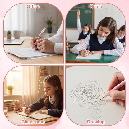 TIESOME Cute Pencil & Lead Refill Set, 4 Pcs Mechanical Pencil Cute, Peach 4 Mechanical Pencils Set for School, Office, Drawing and Gift (with 0.5mm Refills, Pink) in Kuwait